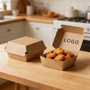 Scatole Personalizzate in Carta Kraft per Asporto di Ali di Pollo, Hamburger e Patatine Fritte - Product Image 3