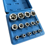 Jeu de douilles à choc GOF de 14 pièces en acier au chrome-molybdène, extracteurs de boulons, boîte de rangement, kit d'outils de réparation automobile à manivelle, OEM 1 jeu