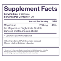 Capsules de bisglycinate d'oxyde de magnésium haute puissance à marque privée pour la relaxation nocturne et le sommeil, 180 capsules, soutien de la mémoire
