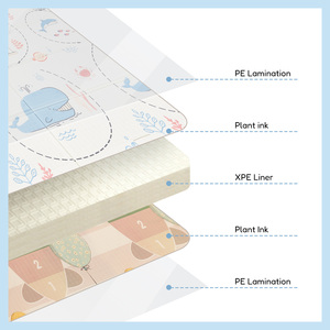 Tapis de jeu pliable pour bébé, tapis d'éveil double face pour enfants, imperméable, nettoyable, motif dessin animé océanique, tapis de jeu portable pour le sol - Product Image 4