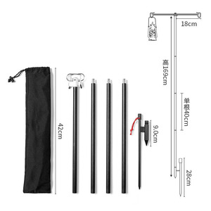 Support de lampe pliable 16 mm à quatre sections avec double crochet, support de lampe de camping extérieur portable et extensible - Product Image 1
