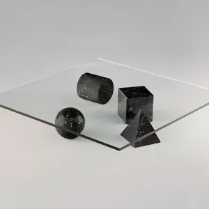 Nordic Luxe Zwart Marmeren Salontafel Moderne Vierkante Glazen Tafel Top Stone Ball Sphere Marmeren Tafel Koffie