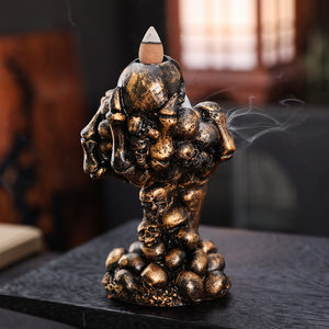 Brûleur d'encens à refoulement pour Halloween - Encensoir et support à fumée en cascade en résine vintage - Décoration de table gothique effrayante, Sorcellerie - Product Image 3