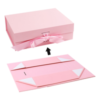 Boîte cadeau en carton rigide rose personnalisable, ruban, gaufrage, impression de logo, estampage à chaud |   Emballage de luxe pour bougies