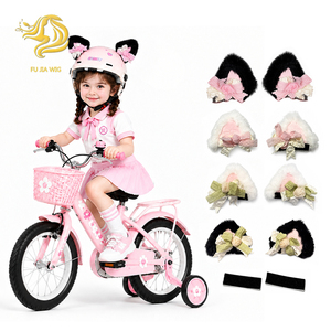 Niedliches Plüsch-Katzenohren-Helm-Accessoire mit Schleifendekoration, einfach anzubefestigen, Kinderhelm-Ornament für Kinderfahrräder & -Roller - Product Image 1