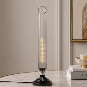Modern Ribbed Clear Glass Table <b>Lamp</b> Metal Base Decorative <b>Bedside</b> <b>Lamp</b> for Bedroom Living Room Hotel <b>lamps</b> home decor OEM ODM - Product Image 1