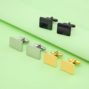 Boutons de manchette carrés en acier inoxydable poli, personnalisés et gravés, pour mari, homme, cadeau, 18 mm - Product Image 2