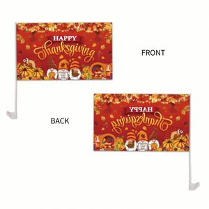 Drapeau de fenêtre de voiture à thème Thanksgiving à prix avantageux, 12x18 pouces, logo personnalisé - Product Image 2