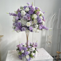 IFG Wholesale Bouquet de fleurs artificielles violettes et blanches de 24 pouces pour centre de table de mariage