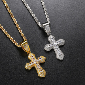 Collar con Colgante <span class=keywords><strong>de</strong></span> Cruz Colorido con Incrustaciones <span class=keywords><strong>de</strong></span> Circonitas Cúbicas 5A, Chapado en Oro, Cadena <span class=keywords><strong>de</strong></span> Cuerda, Joyería Hip Hop, <span class=keywords><strong>Regalo</strong></span> para Hombres y Mujeres - Product Image 3