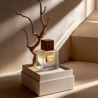 Flacons de parfum en verre carré noir vintage de luxe personnalisés, 30 ml, 50 ml, 100 ml, portables, vides, faciles à ouvrir, avec couvercle en bois et en plastique