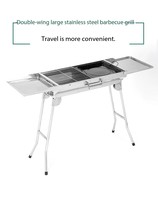 Barbecue d'extérieur en gros, hauteur réglable, ultra-léger, en alliage d'aluminium, pliable, portable, barbecue au charbon de bois et au gaz pour le camping