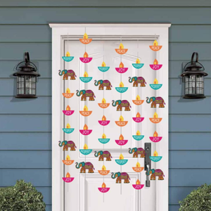 Deepavali Happy Diwali Party Hanging Festival of Lights Hindú Ganesha JOY PEACH Puerta Ventana Cadena signos pancartas Decoración de cortinas - Product Image 4
