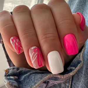 Oferta Especial: Set de 24 <span class=keywords><strong>Uñas</strong></span> Postizas Vibrantes en <span class=keywords><strong>Rosa</strong></span>, Fáciles de Aplicar y Reutilizables para Niñas/Mujeres - Product Image 6