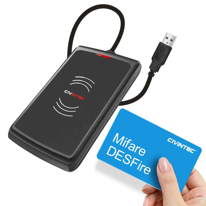 USB 13.56Mhz proximity RFID card reader writer compatible to Mifare, DESFire, Mifare plus with SAM slot