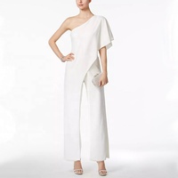 Haute qualité Polyester femmes robes de soirée fête sans manches une épaule décontracté Sexy jambe large combinaison