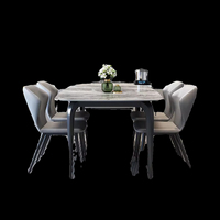 Ensemble de table et de chaises de salle à manger rectangulaires en marbre, élégant, luxueux et moderne, meubles en métal pour restaurant, salon, design tendance