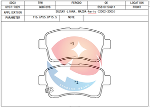 Plaquette de frein de frein d'essieu avant SDCX D937-7839 / D9035 / D9035M pour SUZUKI Aerio / Liana - Product Image 2