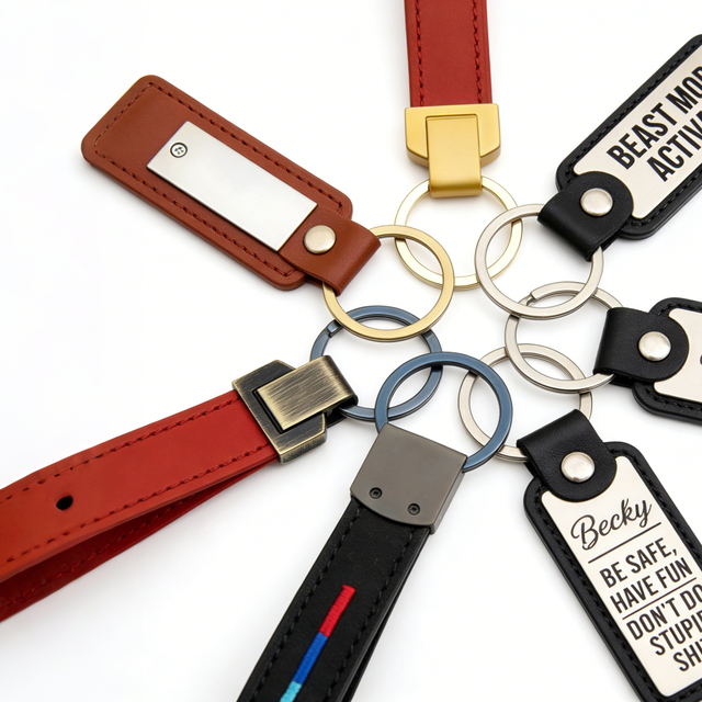 Custom Logo Metal Decor Leather Keychain Personalized Car Key Holder Wholesale