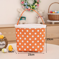 Sacs de Pâques réutilisables à pois orange mignons en gros, sacs cadeaux pour bonbons, cadeaux de fête du Lapin de Pâques, seaux organisateurs pour Halloween