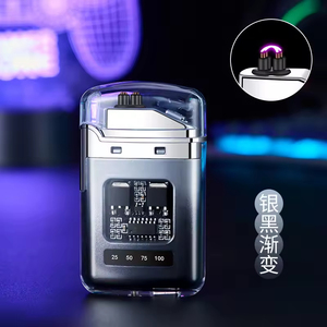Encendedor portátil recargable por USB, antorcha a prueba de viento de doble arco para acampar al aire libre, nueva pantalla Digital, fumar de plástico clásico - Product Image 6