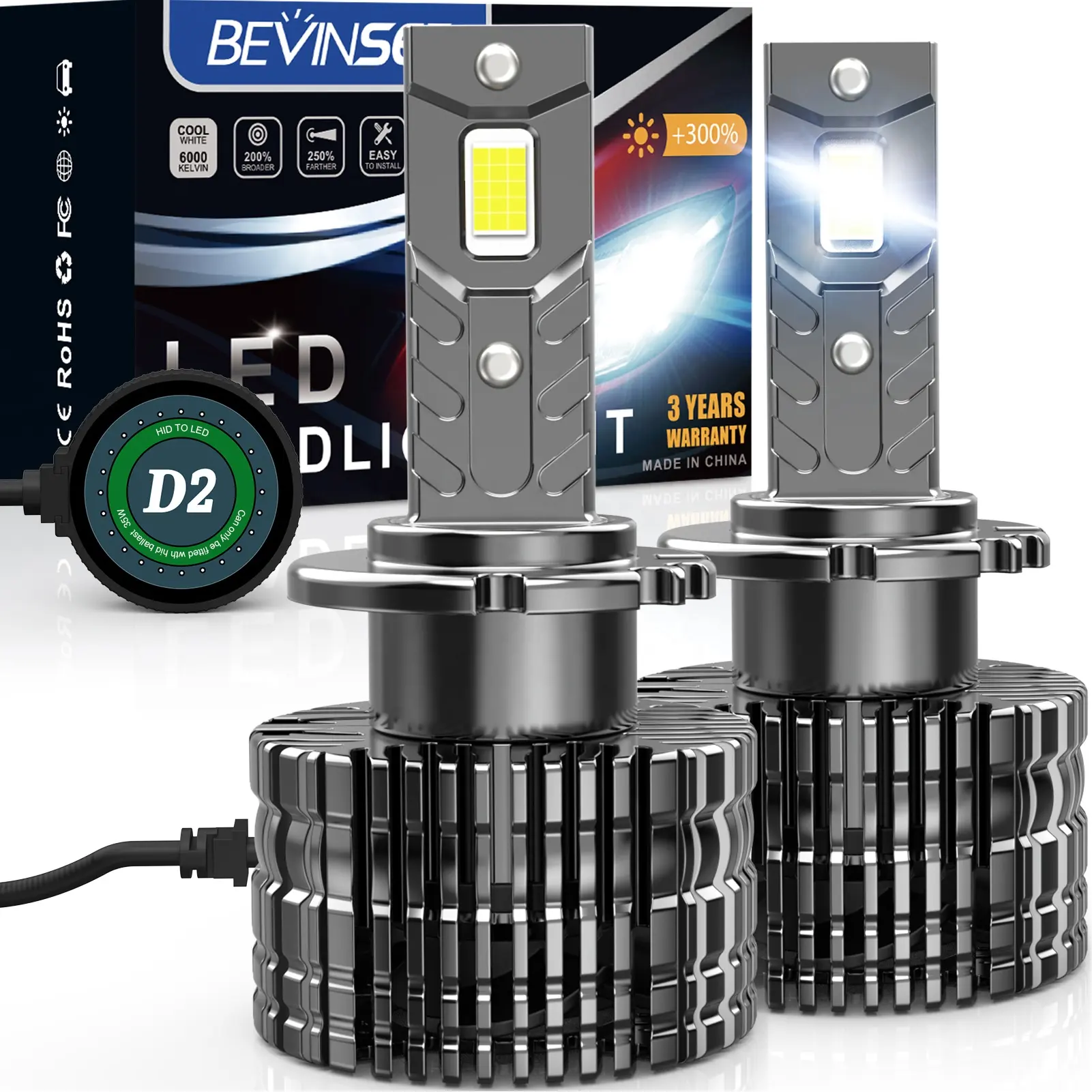 Bevinsee çiftleri D2S LED ışık ampuller 6000K beyaz Acura Xenon değiştirme HID ışık LED D2S far ampulü Acura TSX 2004-2014 için