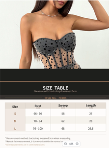 En stock, Nouveauté 2026, Top bustier <span class=keywords><strong>corset</strong></span> pour <span class=keywords><strong>femme</strong></span>, style crop top sexy, à pois, en maille transparente, avec baleines en acier, serre-<span class=keywords><strong>taille</strong></span> et effet push-up, pour soirées et clubs - Product Image 6