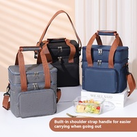 Sac de boîte à lunch isolé Portable à double couche de grande capacité Nouveau sac de glace de pique-nique à fermeture à glissière extérieure rehaussée