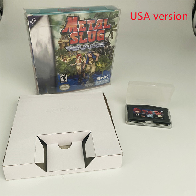 USA Version and EUR Version Both Metal Slug Advance English Game Cartridge in Box for Game Boys Advance