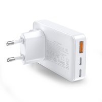 Vente en gros d'usine, chargeur ultra-fin GaN 3 ports 45W, double C+ A, prise murale US/EU/UK/AU pour iPhone Samsung S25 S24 S23 S22