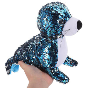 Peluche di <span class=keywords><strong>Leone</strong></span> Marino Reversibile con Paillettes Scintillanti 8504, Giocattolo Morbido con Grandi Occhi, Bambola da Abbraccio per Bambini - Product Image 4
