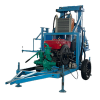 Machine de forage de puits hydraulique portable sur châssis mobile avec moteur diesel FY, profondeur maximale de 200 m. Plateforme de forage de puits d'eau 380V