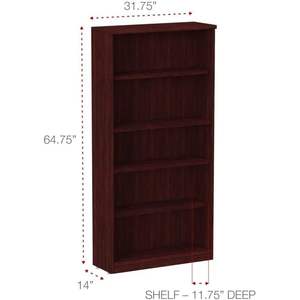 Bibliothèque à cinq étagères de la série Alera Valencia, finition acajou rustique, 31,75 l x 14 profondeur x 64,75 hauteur, pour bureau à domicile, salon, chambre, école - Product Image 4
