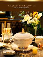 Service de table en porcelaine fine YanJun Blossom Splendor, design européen, motif floral de luxe, bord doré, compatible lave-vaisselle/micro-ondes/four, pour la maison