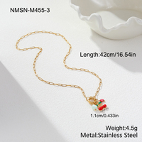 Collier à breloques en acier inoxydable NIMAI plaqué or 18 carats PVD, étanche, avec pendentifs cerise, ananas et fraise
