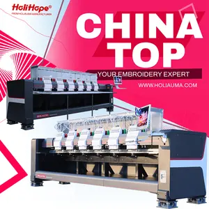 China Top 6 Head Industrial Embroidery Machine 450*500mm Automatic Cap T-shirt Flat Logo 3D Embroidery Making Machine For Sale