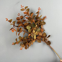 Dekorasi Dinding Tanaman Buatan Daun Eucalyptus Gaya Jepang untuk Dalam/Luar Ruangan, Buket Bunga Sutra Cetak 3D, Dekorasi Rumah