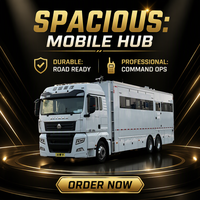 Camion utilitaire de transport mobile en aluminium avec benne de rangement et stabilisateurs, moteur diesel