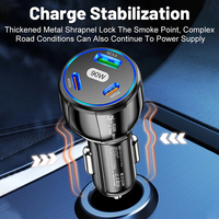 Pengisi Daya Mobil Listrik 90W 3-in-1 Berkualitas Tinggi QC3.0 PD Type-C USB Pengisian Cepat Perlindungan OTP Bahan Tahan Api PC Ponsel