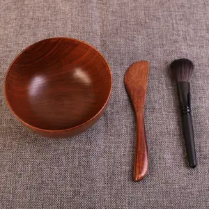 Diy Jujube Hout Gezichtsmasker Klei Mengkom Set Schoonheid Cosmetische Huidverzorging Tool Dame Vrouwen Meisjes Gezicht Kom Met Mes En Borstel