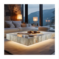 Table Basse Carrée en Marbre Moderne, Pierre Naturelle, Expédition Immédiate, Taille Personnalisée Disponible, Design Contemporain
