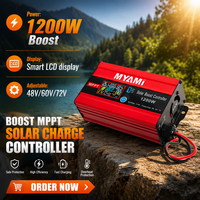 Contrôleur de charge solaire MPPT MYAMi 1200W 30A avec entrée courant PV, courant de charge réglable 15A, convertisseur DC-DC boost 48V/60V/72V