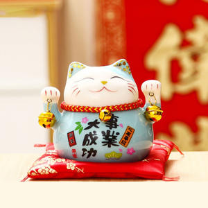 Figurine japonaise en porcelaine de 4,5 pouces, cadeau en céramique, chat porte-bonheur <span class=keywords><strong>Maneki</strong></span> <span class=keywords><strong>Neko</strong></span> pour la maison, l'hôtel, tirelire, décoration d'entreprise - Product Image 6