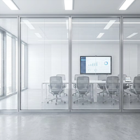 Cloison double vitrage à persiennes intégrées en aluminium (intérieur/extérieur) haute transparence 90 mm pour entrepôt et école modernes