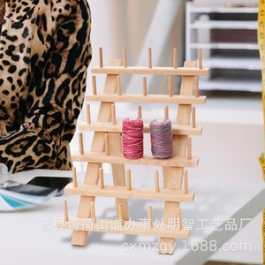 Support à bobines de fil en bois, 3 couches, pliable, portable, organisateur de rangement pour fil à coudre, pour la broderie et l'artisanat - Product Image 4