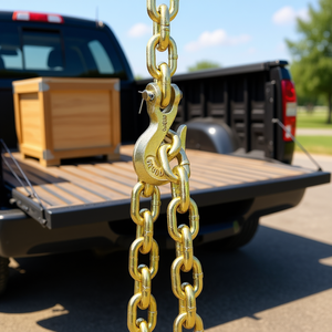 Catena di traino G80 con due ganci, 3/8 pollici x 10,3 piedi, 7100 libbre, colore oro - Product Image 2