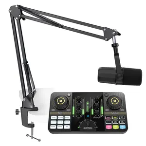 OEM Podcast Equipment Kit Soundcard Voice Changer Audio Interface Studio Record DJ Mixer Professional Sound Card and Microphone