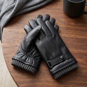 Stylish Plain Leather <b>Touchscreen</b> <b>Gloves</b> Men Elegant Design Soft Warm Breathable Eco-Friendly Grip Friendly Ski Sports Outdoor - Product Image 3