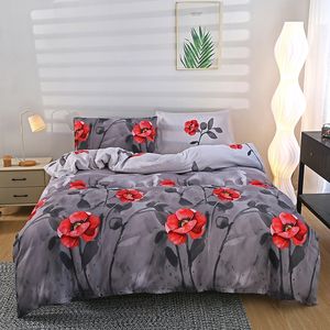 Juego de cama suave y sencillo de 3 piezas con estampado de plantas para dormitorio y habitación de invitados Sábana bajera + 2 fundas de almohada Uso para todas las estaciones - Product Image 4