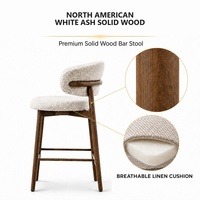 Tabourets de bar modernes en bois massif, chaises avec siège rembourré, repose-pieds, sans accoudoirs, pour îlot de cuisine, comptoir, bar, café, hôtel, restaurant, mobilier